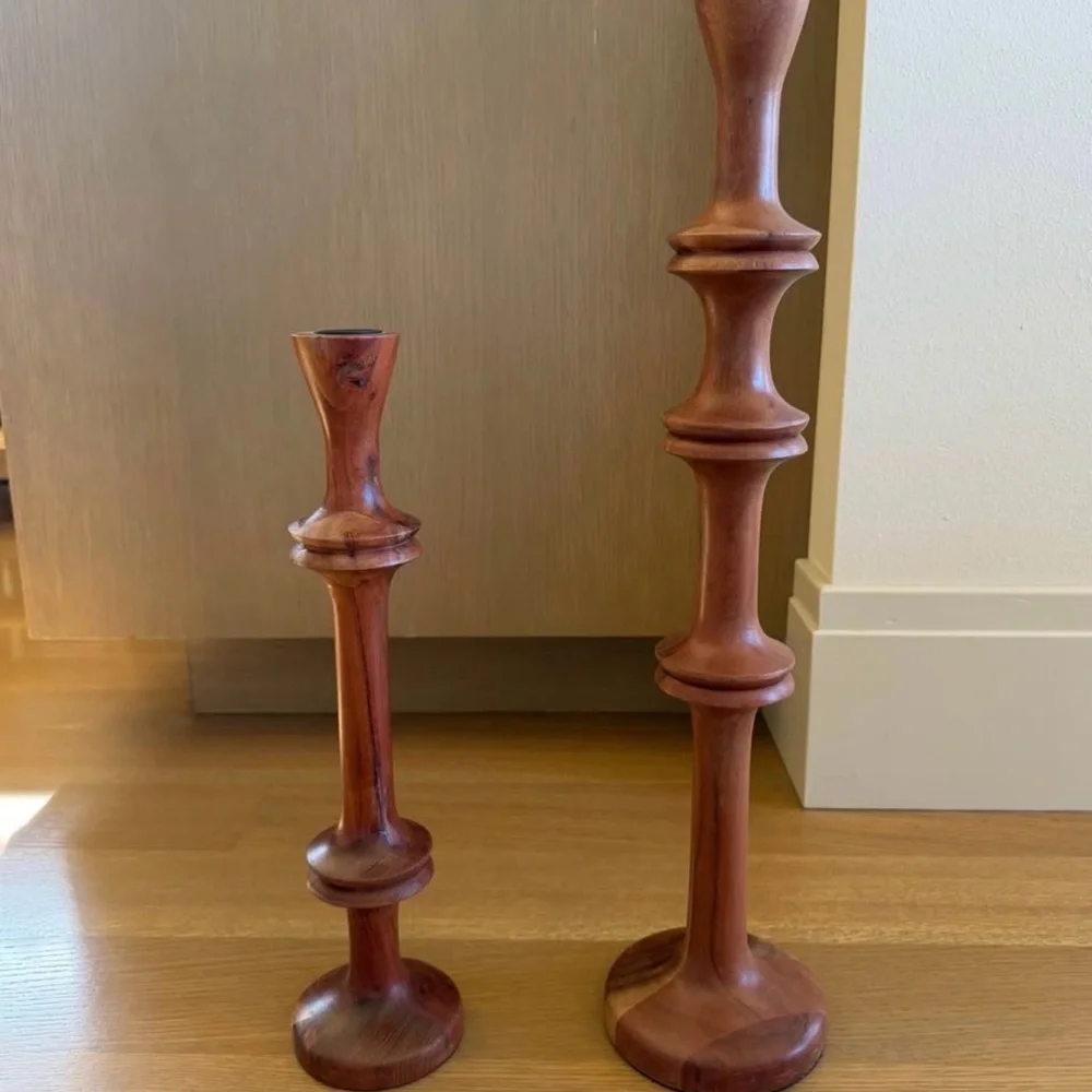 Crate & Barrel Wood Candle Holders